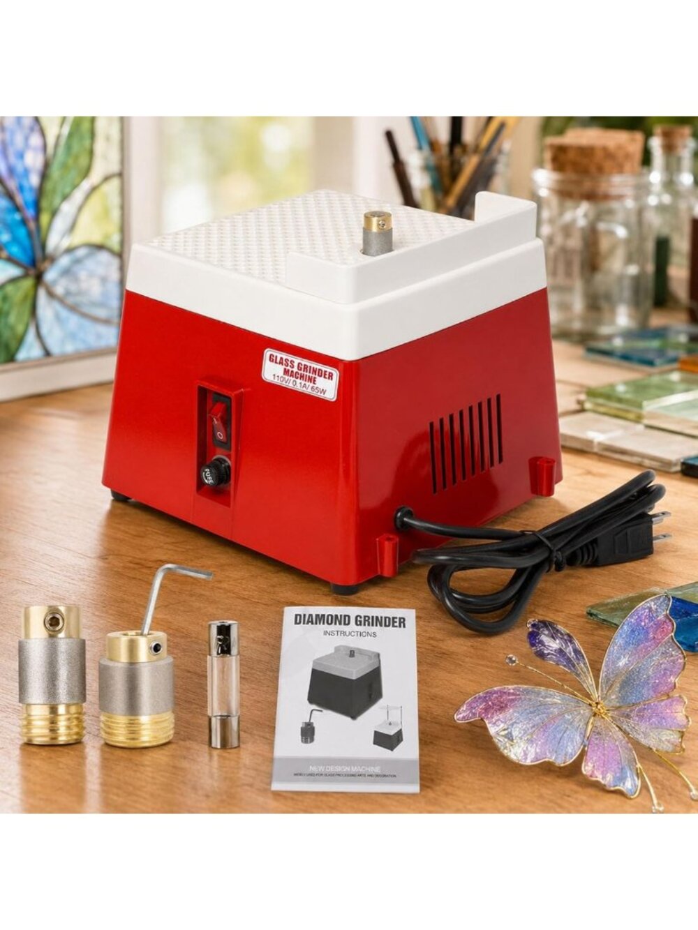 Mini Stained Glass Grinder 4200RPM, Compact Grinding Machine with Bits